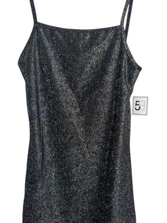 None Dresses & Skirts - Glitter Slip Mini Dress in Sparkling Black